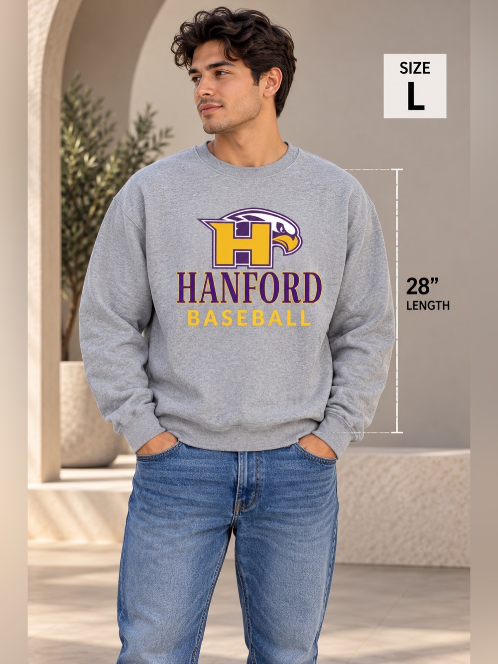 Gildan Heavy Blend Unisex Gray Crewneck Sweatshirt Size Large - Casual Pullover